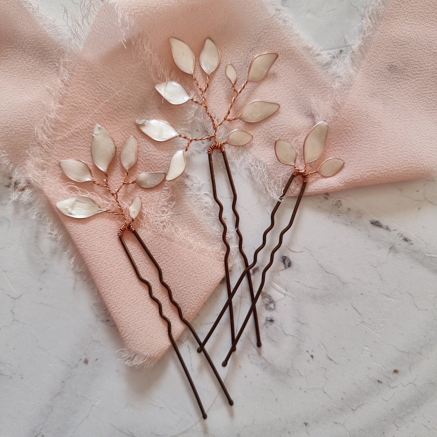 Enchanted Glass Hairpins Set of 3 in Rose Gold