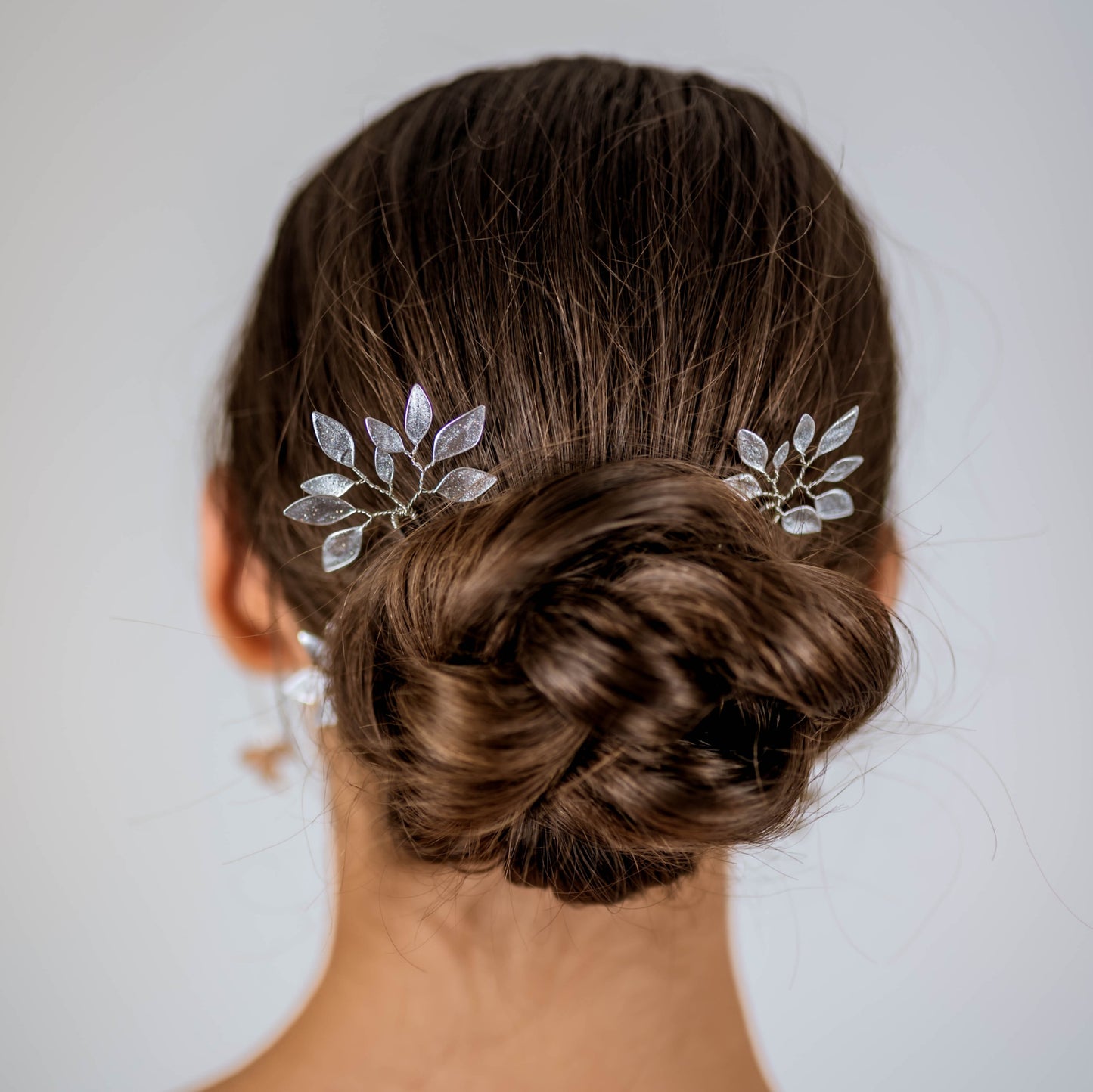 Enchanted Glass Hairpins Set of 3 in Silver