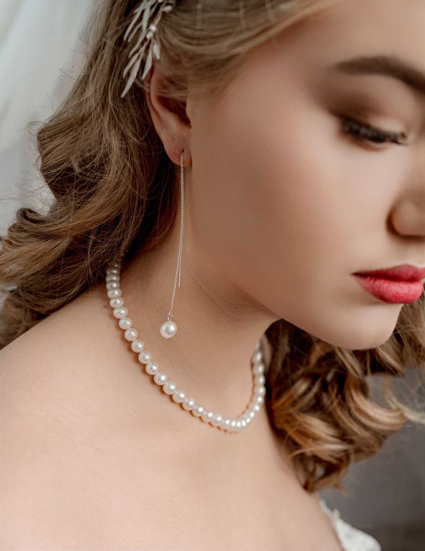 Pearl Drop Chain Earrings