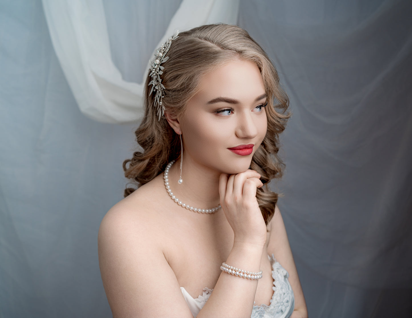 Pearl Drop Chain Earrings