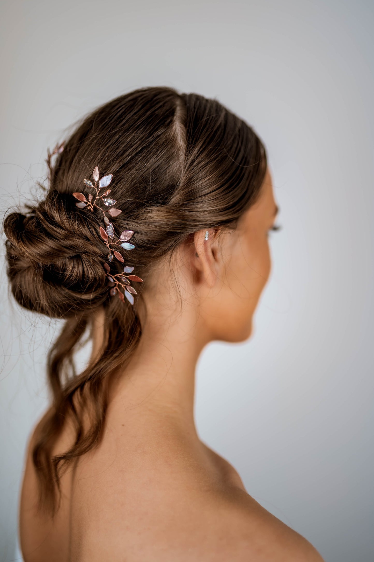 Enchanted Glass Hairpins Set of 3 in Rose Gold