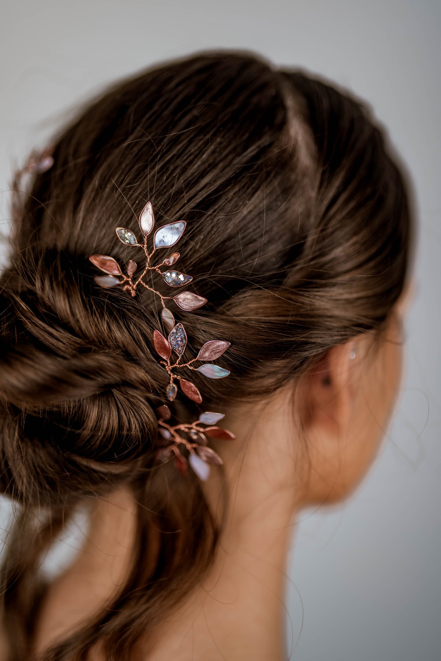 Enchanted Glass Hairpins Set of 3 in Rose Gold