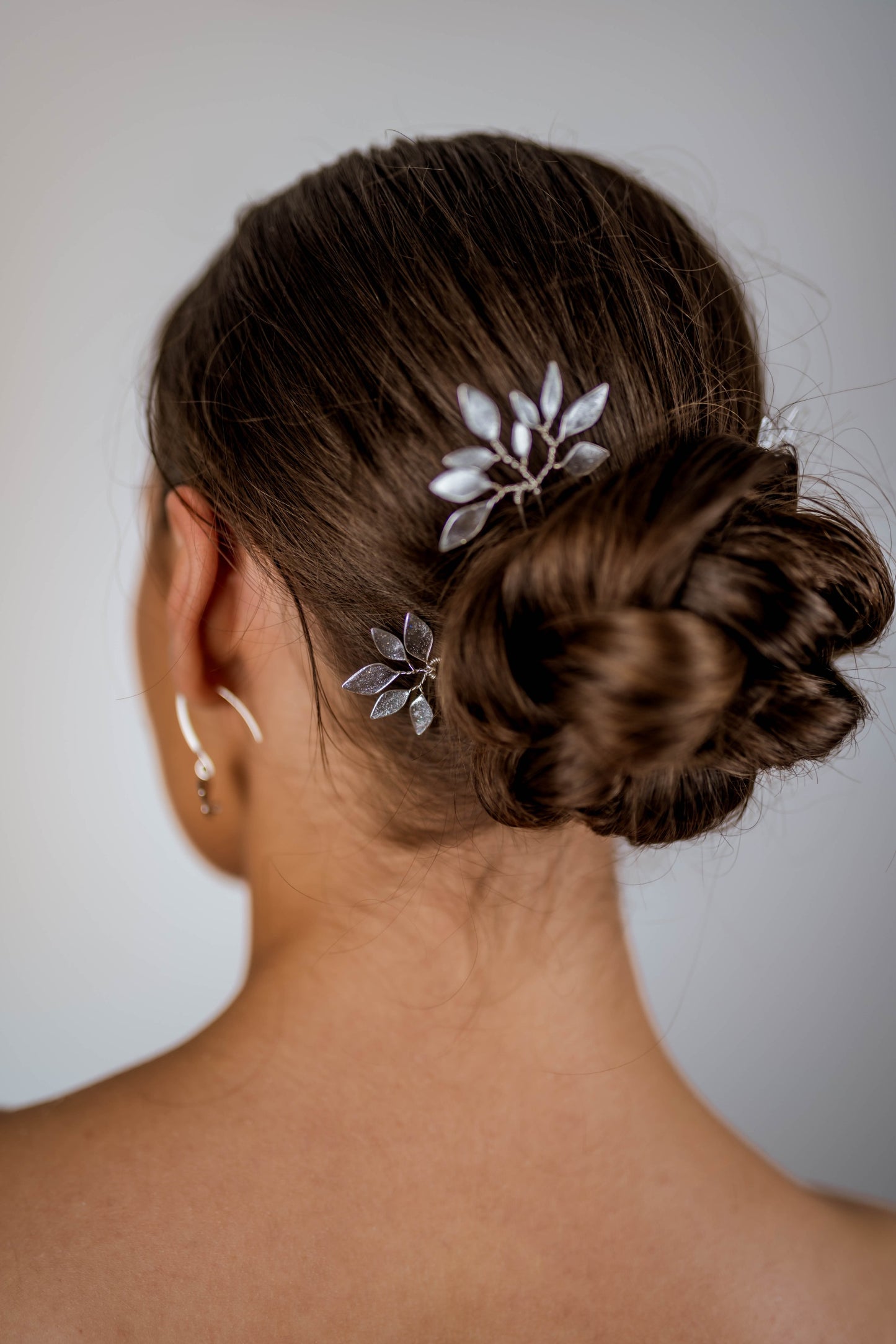 Enchanted Glass Hairpins Set of 3 in Silver