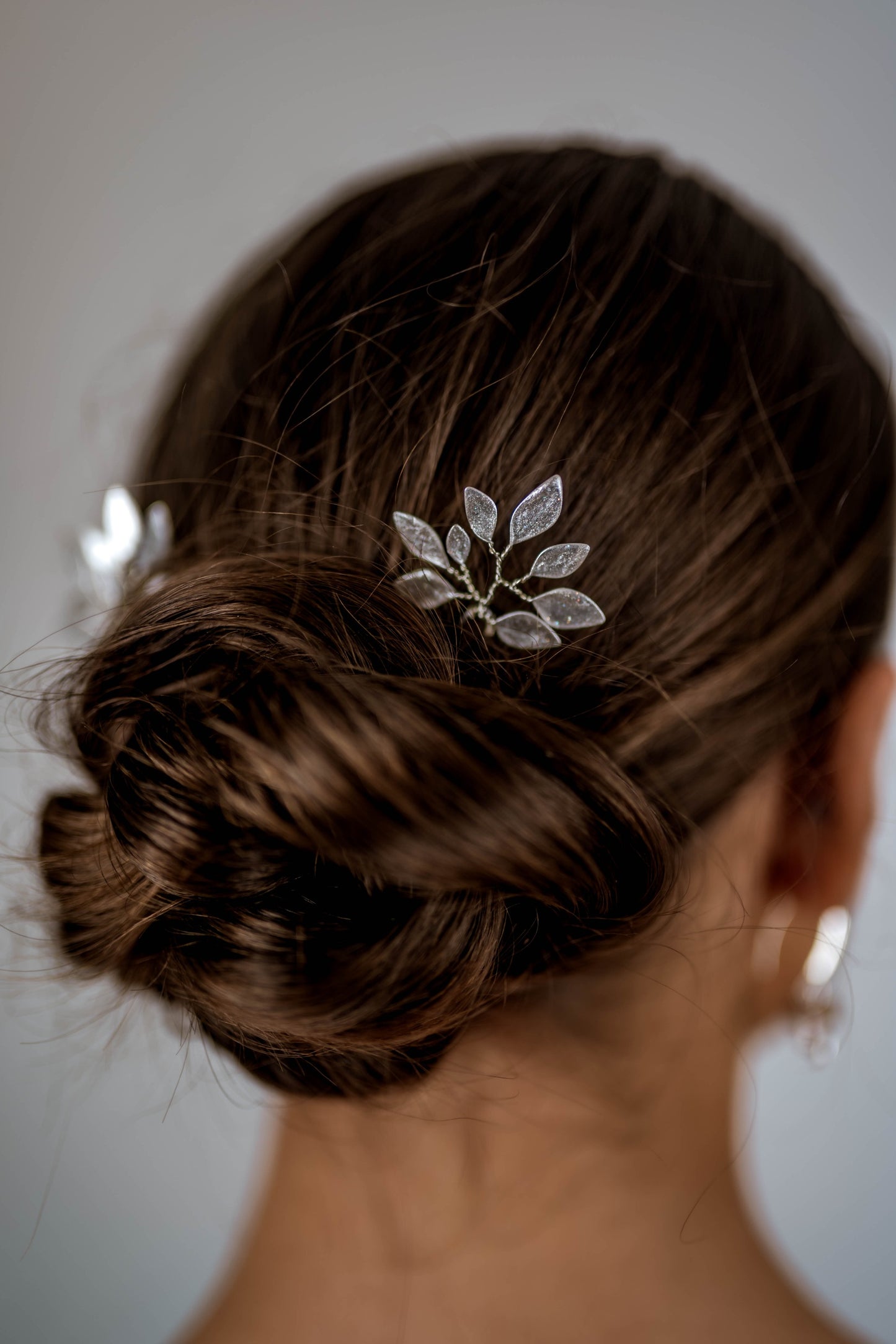 Enchanted Glass Hairpins Set of 3 in Silver