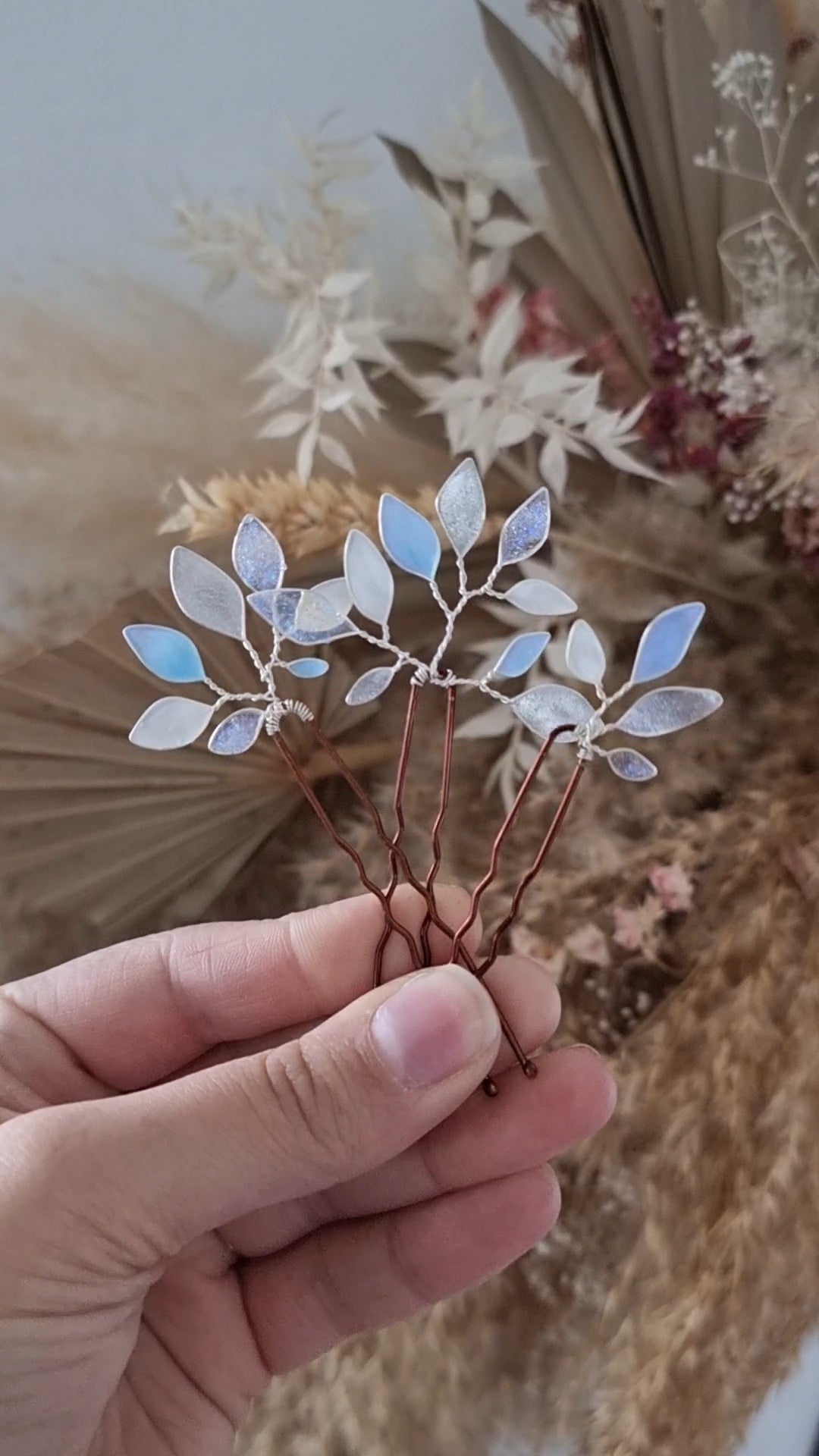 Enchanted Glass Hairpins Set of 3 in Silver