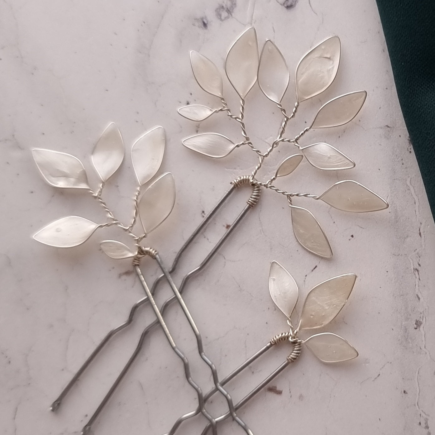 Enchanted Glass Hairpins Set of 3 in Silver