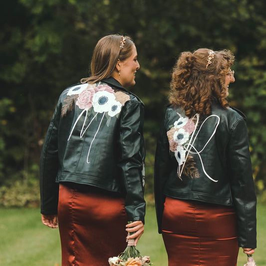 Custom Painted Jacket - Fully Customisable Initial & Flower Design
