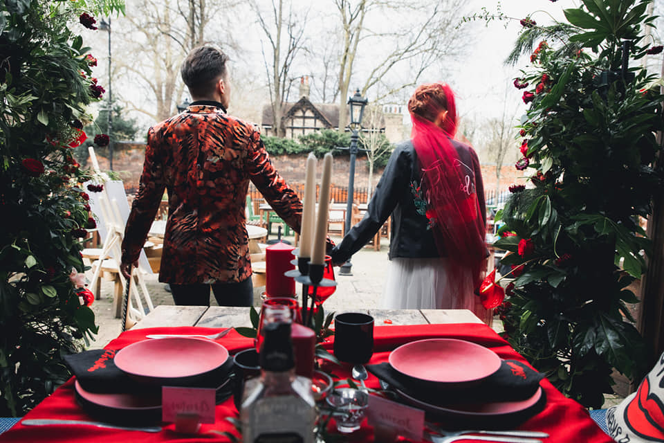 Custom Painted Jacket - Fully Customisable Half Floral Wreath Design