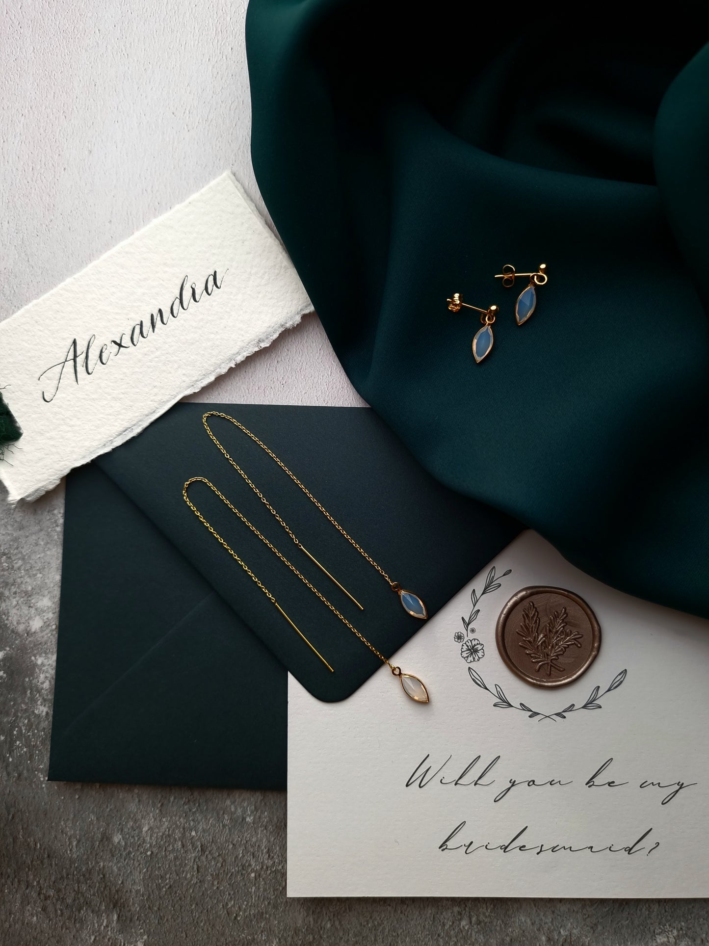 Lunar Opal Chain Earrings