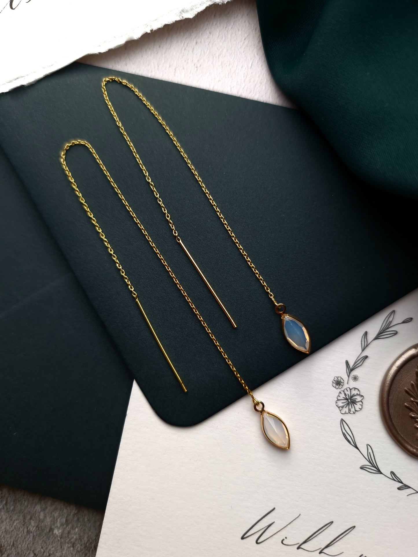 Lunar Opal Chain Earrings