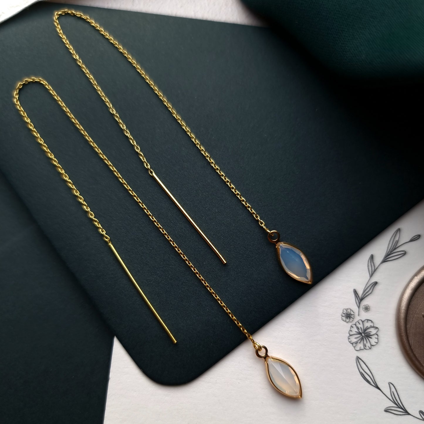 Lunar Opal Chain Earrings