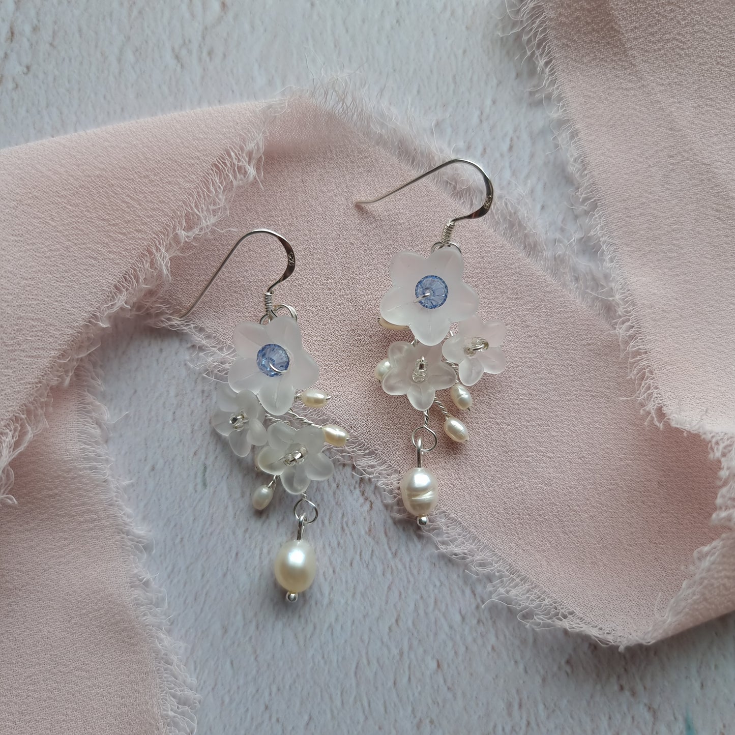 Forget Me Not Pearl Drop Earrings