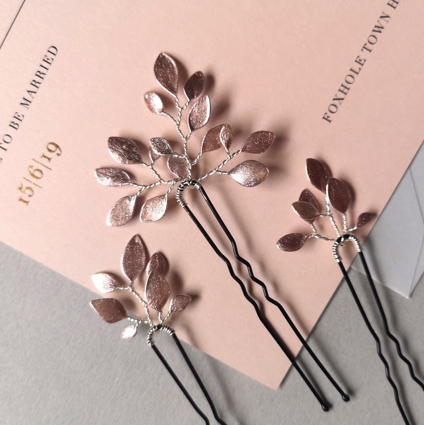 Enchanted Glass Hairpins Set of 3 in Silver