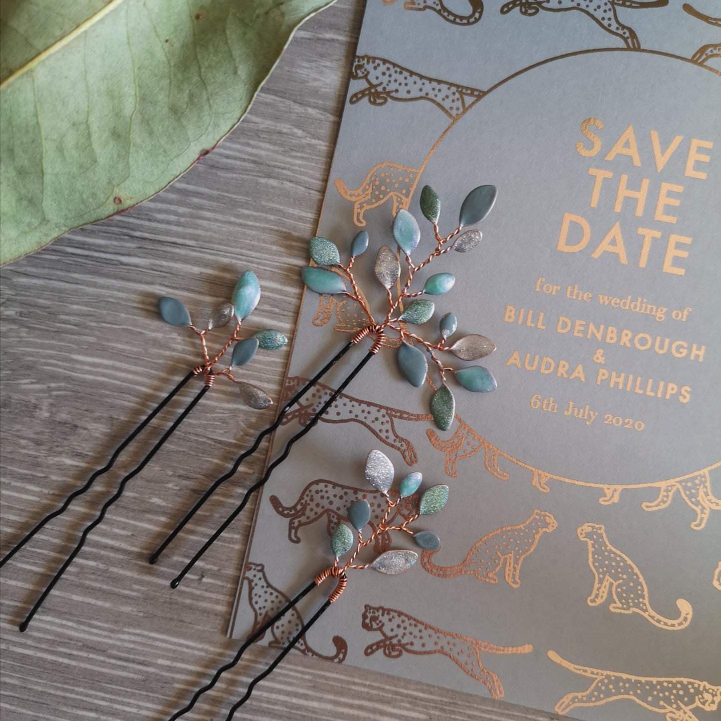 Enchanted Glass Hairpins Set of 3 in Rose Gold