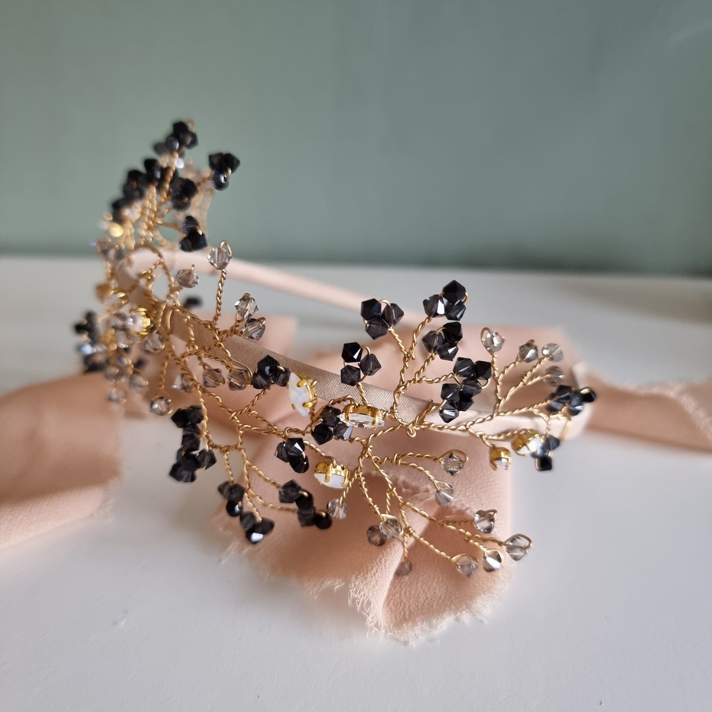 Smokey Crystal Headdress in Gold