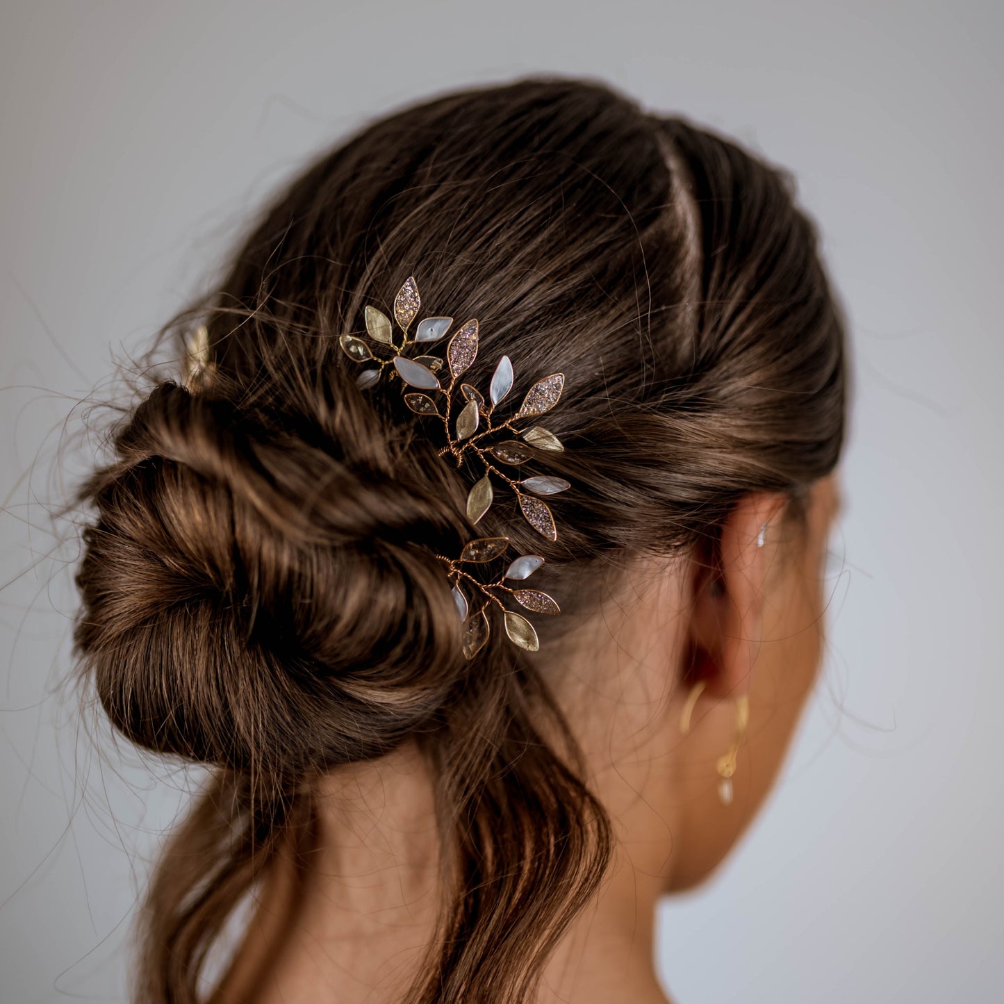 Enchanted Glass Hairpins Set of 3 in Gold