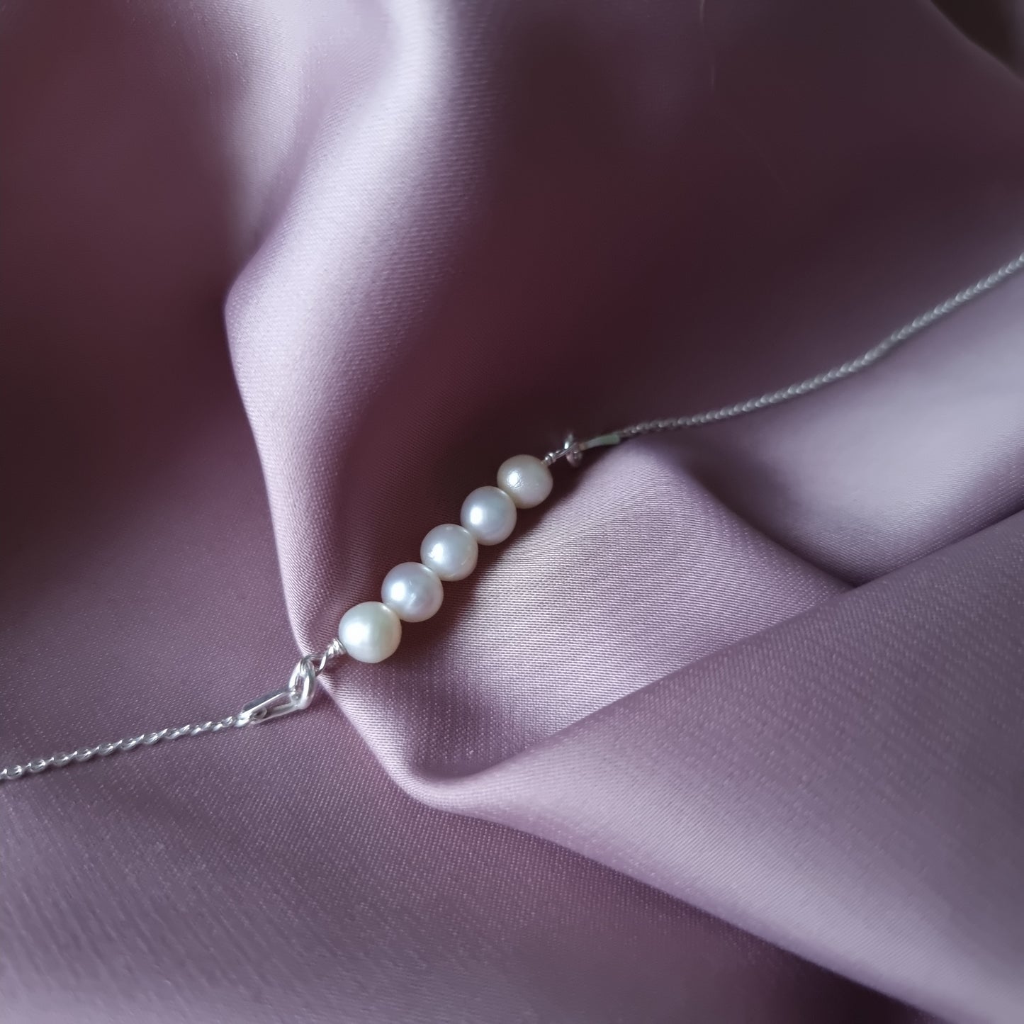 Silver Mini Pearl Chain Bracelet