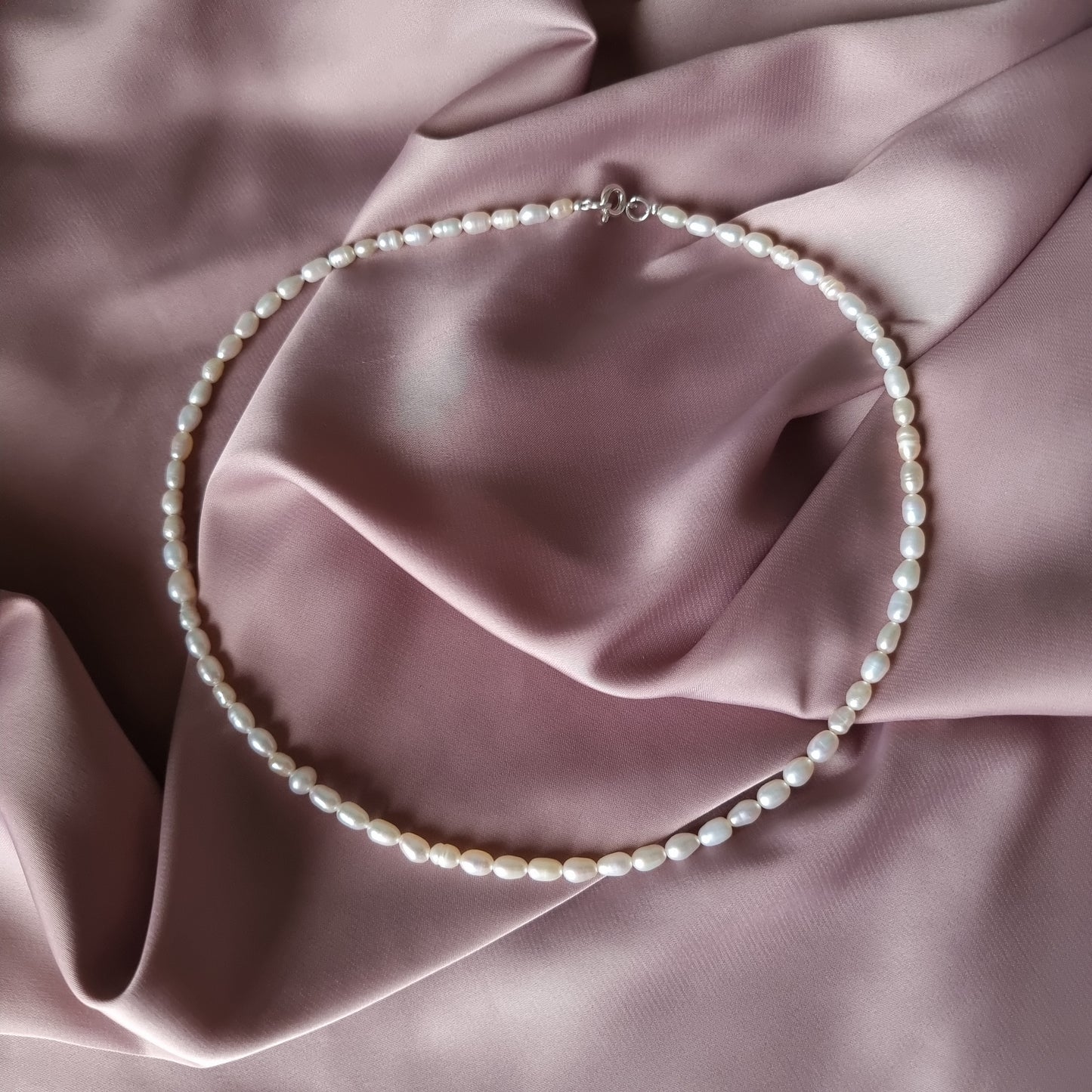 Silver Seed Pearl Necklace