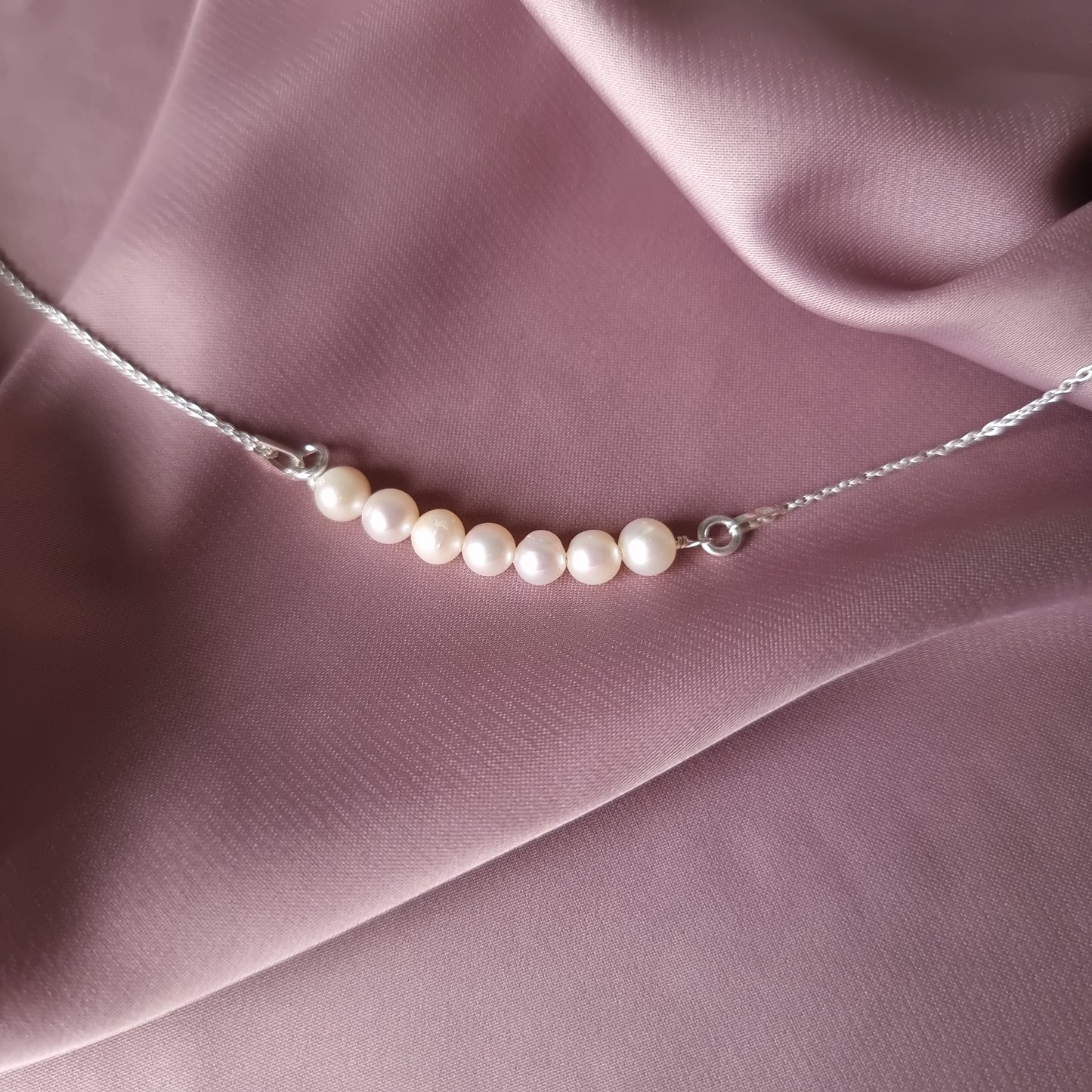 Silver Mini Pearl Chain Necklace