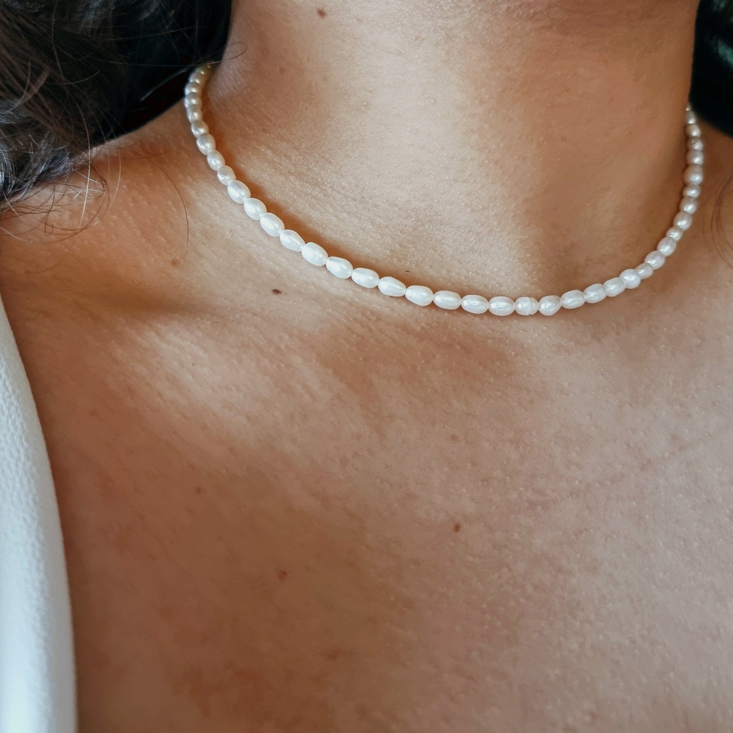 Silver Seed Pearl Necklace