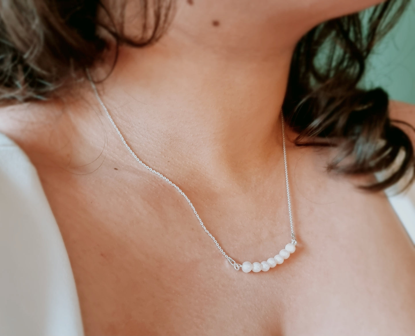 Silver Mini Pearl Chain Necklace