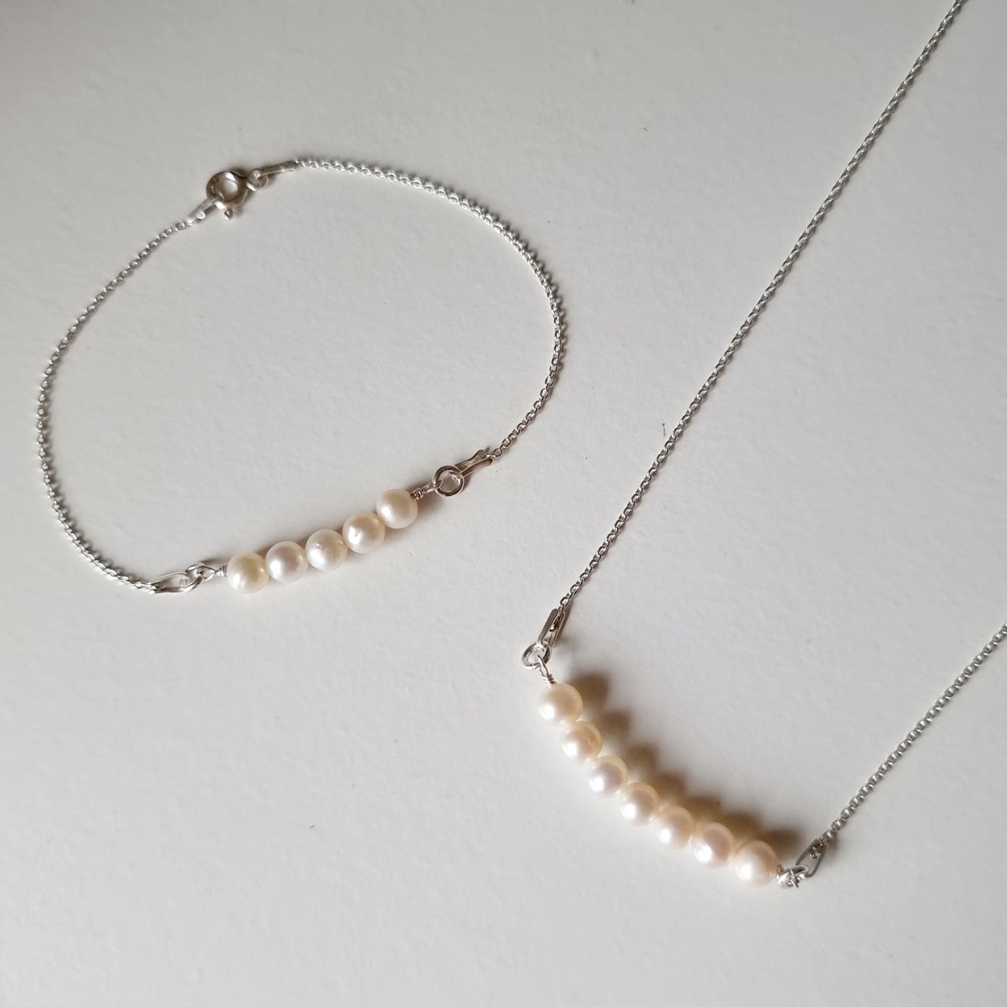 Silver Mini Pearl Chain Bracelet