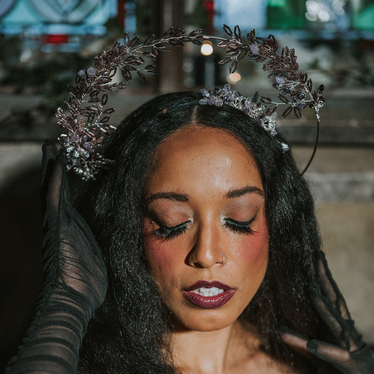 Effie Halo in Silver & Amethyst