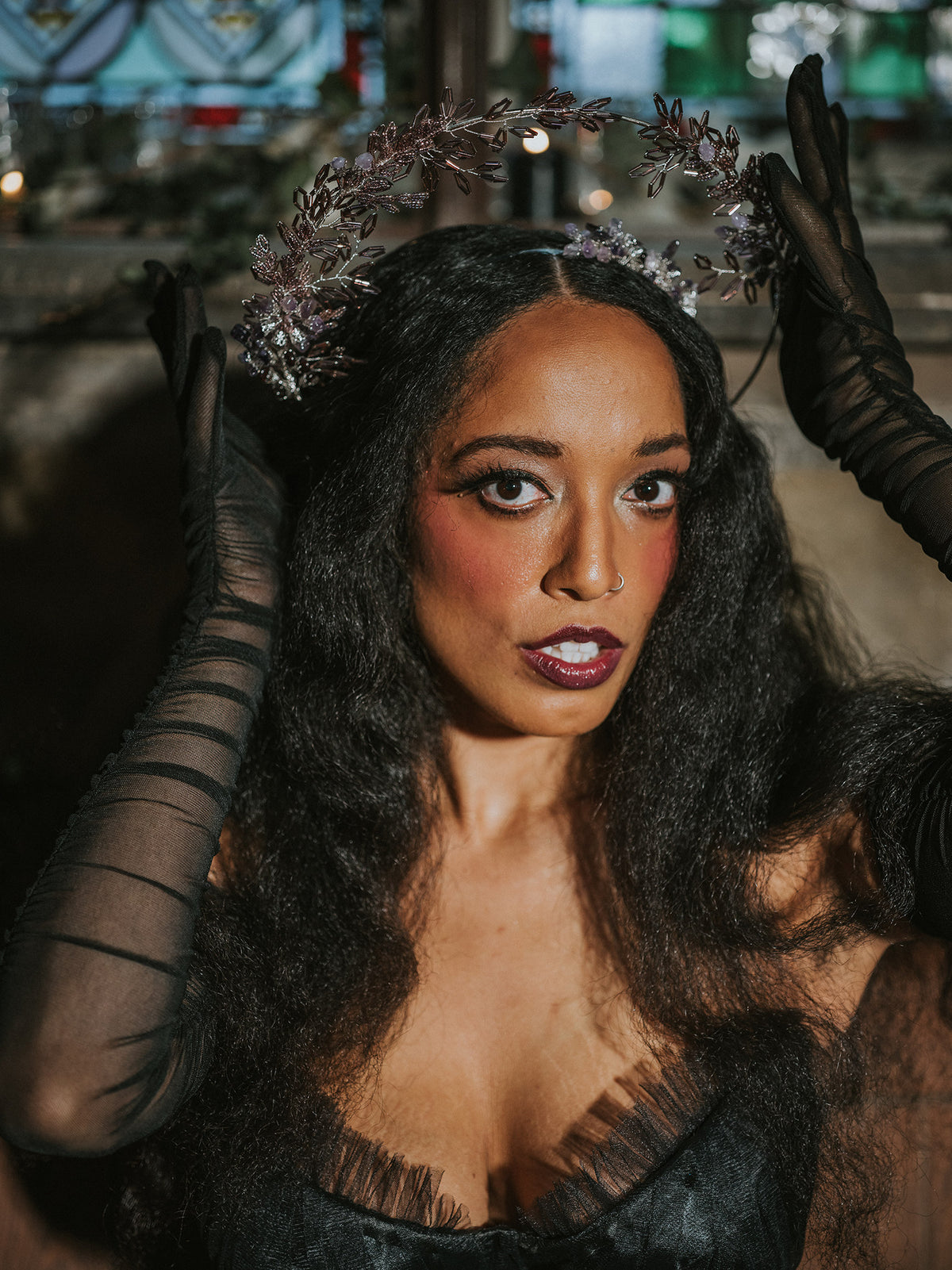 Effie Halo in Silver & Amethyst