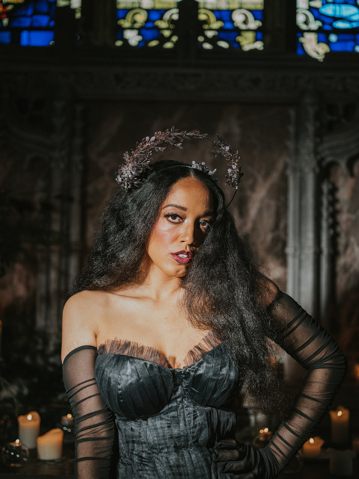 Effie Halo in Silver & Amethyst