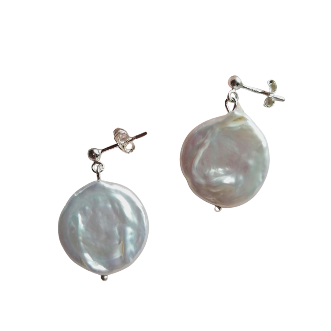 Ivory coin pearl drop earrings