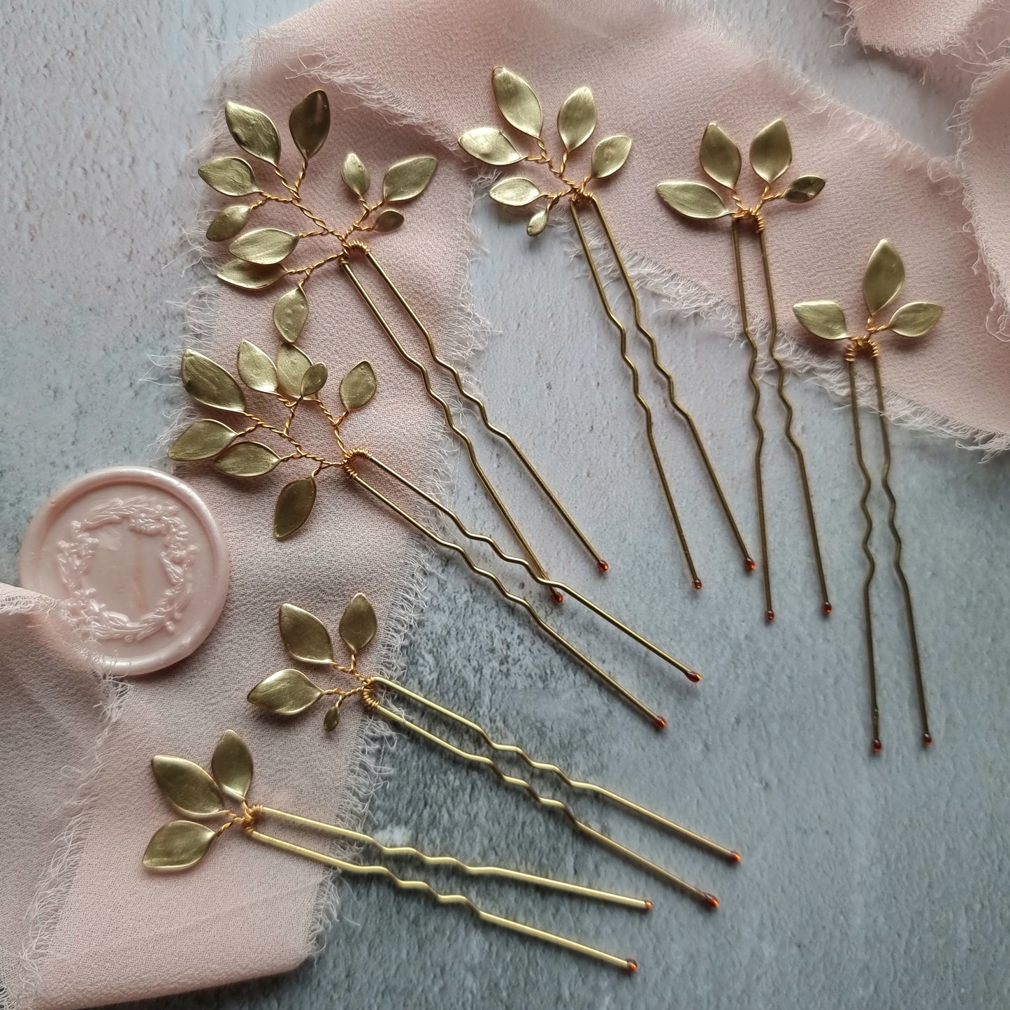 Enchanted Glass Hairpins Set of 7 in Gold