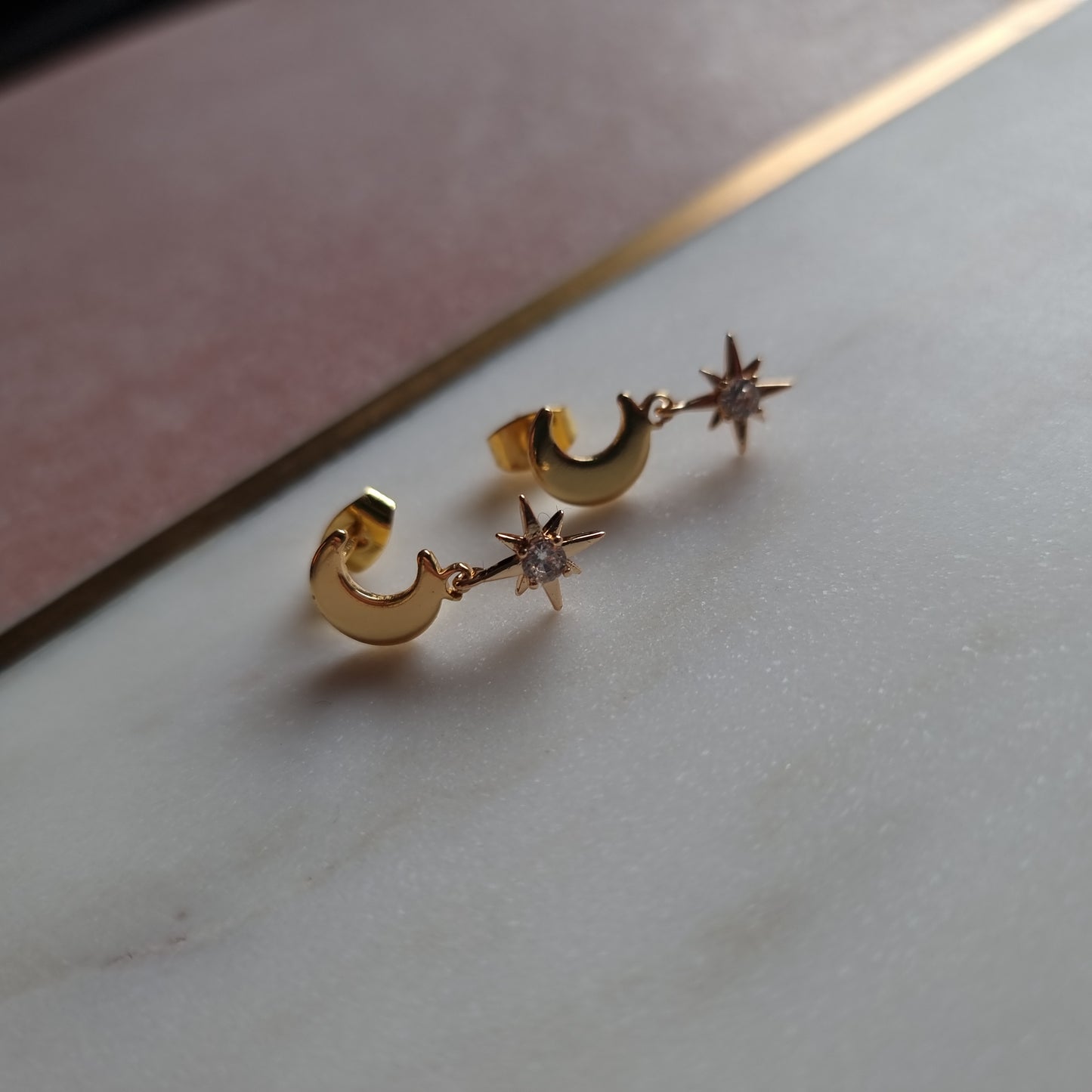 Moon & Star Stud Earrings